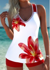 Circular Ring Mid Waisted Tropical Plants Print Tankini Set | thumb picture 