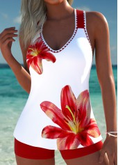 Circular Ring Mid Waisted Tropical Plants Print Tankini Set | thumb picture 