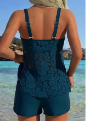 Tummy Coverage Mid Waisted Peacock Blue Tankini Set | thumb picture 