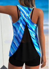 Tummy Coverage Mid Waisted Striped Tankini Top and Bra-No Bottom | picture 2
