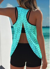 Tummy Coverage Cyan Tankini Top and Bra-No Bottom | picture 3
