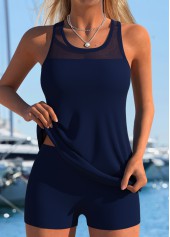 Tummy Coverage Mid Waisted Navy Tankini Set