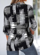 Black Tummy Coverage Geometric Print 3/4 Sleeve Shirt | thumb picture 