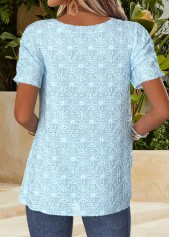 Light Blue Tummy Coverage Short Sleeve Square Neck Blouse | thumb picture 