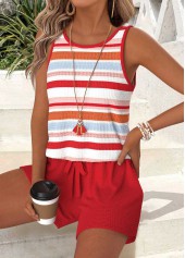 Multi Color Tummy Coverage Sleeveless Round Neck Tank Top