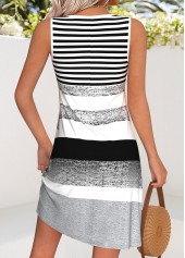 Multi Color Tummy Coverage Striped Short Sleeveless Dress | thumb picture 