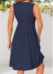 Navy Tummy Coverage Short Sleeveless V Neck Dress | thumb picture 