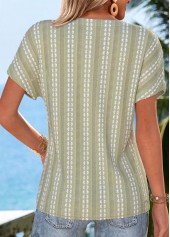 Sage Green Tummy Coverage Short Sleeve V Neck Blouse | thumb picture 