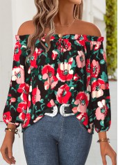 Multi Color Frill Floral Print Long Sleeve Blouse | thumb picture 