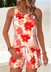 Multi Color Floral Print Sleeveless Round Neck Tank Top | thumb picture 