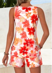 Multi Color Floral Print Sleeveless Round Neck Tank Top | thumb picture 