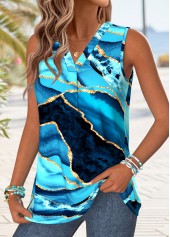 Blue Ombre Sleeveless V Neck Tank Top | thumb picture 