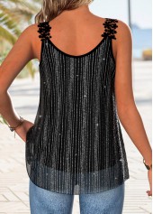 Black Tummy Coverage Strappy Scoop Neck Tank Top | thumb picture 