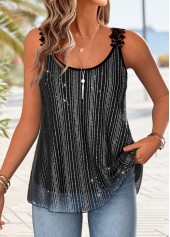 Black Tummy Coverage Strappy Scoop Neck Tank Top | thumb picture 