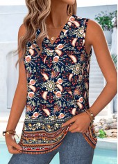 Multi Color Paisley Print Sleeveless V Neck Tank Top | thumb picture 