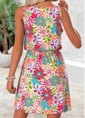 Multi Color Tummy Coverage Floral Print Short Sleeveless Dress | thumb picture 