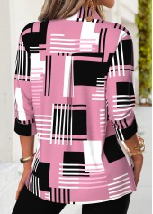 Light Pink Tummy Coverage Geometric Print Long Sleeve Shirt | thumb picture 