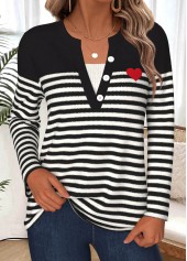 Black Tummy Coverage Striped Long Sleeve T Shirt