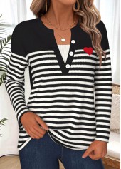 Black Tummy Coverage Striped Long Sleeve T Shirt | thumb picture 