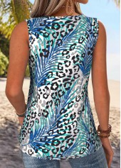 Dusty Blue Tummy Coverage Leopard Sleeveless Tank Top | thumb picture 