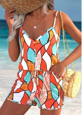 Coral Tummy Coverage Geometric Print Cardigan and Tank Top | thumb picture 