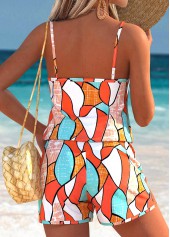 Coral Tummy Coverage Geometric Print Cardigan and Tank Top | thumb picture 