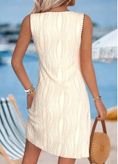 Beige Tummy Coverage Short Sleeveless Round Neck Dress | thumb picture 