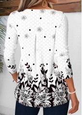 White Tummy Coverage Floral Print Long Sleeve T Shirt | thumb picture 