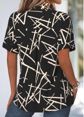 Black Tummy Coverage Geometric Print Short Sleeve Shirt | thumb picture 