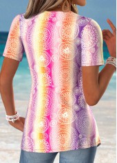 Pink Tummy Coverage Tribal Print Short Sleeve T Shirt | thumb picture 