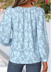 Light Blue Tummy Coverage Long Sleeve V Neck Blouse | thumb picture 