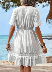 White Tummy Coverage Short Sleeve V Neck Dress | thumb picture 
