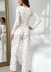 White Ditsy Floral Print Lounge Top and Pants | thumb picture 