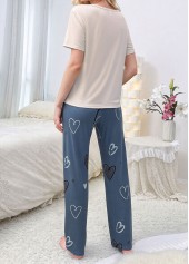 Dusty Blue Heart Print Lounge Top and Pants | thumb picture 