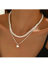 White Pearl Beaded Layered Design Necklace | thumb picture 