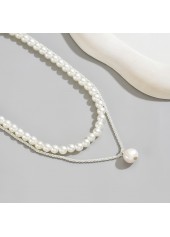 White Pearl Beaded Layered Design Necklace | thumb picture 