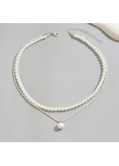 White Pearl Beaded Layered Design Necklace | thumb picture 