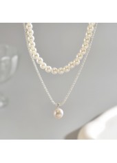 White Pearl Beaded Layered Design Necklace | thumb picture 