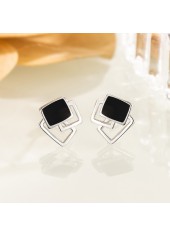 Black Color Square Copper Detail Earrings | thumb picture 