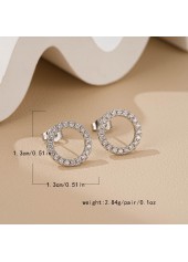 Silver Round Circle Zircon Copper Earrings | thumb picture 
