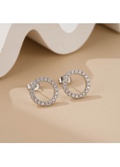 Silver Round Circle Zircon Copper Earrings | thumb picture 