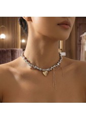 Silver Heart Irregular Tassel Alloy Necklace