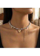 Silver Heart Irregular Tassel Alloy Necklace | thumb picture 