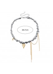 Silver Heart Irregular Tassel Alloy Necklace | thumb picture 