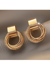 Golden Scrunchie Geometric Design Copper Earrings | thumb picture 