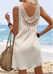 Beige Short Sleeveless V Neck Dress