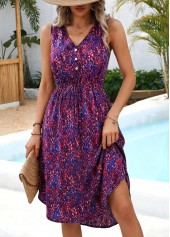 Multi Color Tummy Coverage Sleeveless V Neck Dress