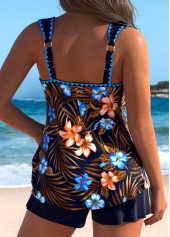 Tummy Coverage Mid Waisted Tropical Plants Print Tankini Set | thumb picture 