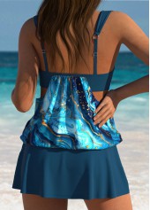 Lace Up Mid Waisted Marble Print Tankini Set | thumb picture 