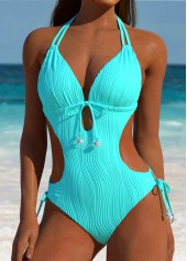 Ruched Tie Cyan One Piece Swimwear | thumb picture 